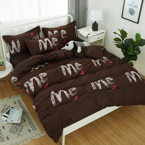 Letter Stars Wave Stripe Letter Printed Bedding Set Include Duvet Cover Bed Sheet Pillowcase Twin Full Queen King Size