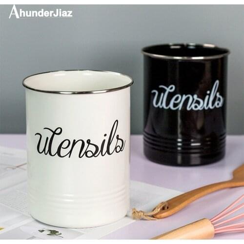 Round No Lid Metal Jar Storage Can Cosmetic Brush Organizer Box Kitchen Utensils Jars Tableware Cooking Tools Home Decor