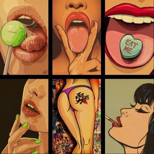 Buy three to send one Retro style animation sexy girl movie home wall decoration cafe bar decoration painting