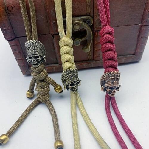 Brass African Tribal Chief Handcrafted Lanyards Pendant Paracord Beads for Jewelry Making DIY Charms Metal Spacer Bead Accessory