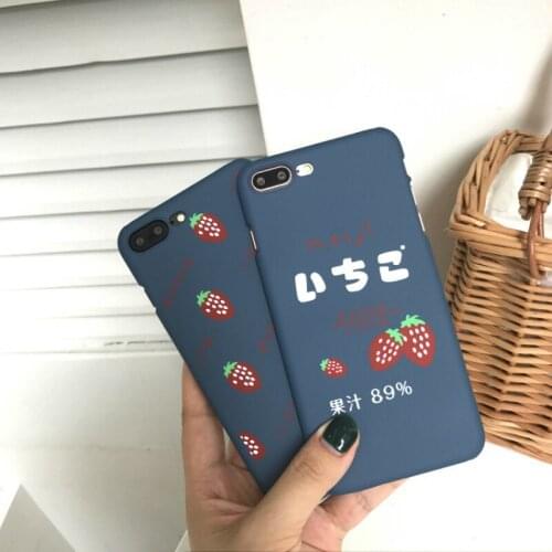 Cute Strawberry Drink Matte Phone Case For iPhone 6 6S 6Plus 7 8 7Plus X Lovely Fruit Patterned Plastic Cover For iPhone 7 Case