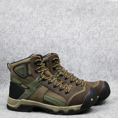 Men autumn winter outdoor hiking boots mens cowhide leather steel toe waterproof trekking Welding shoes working boots