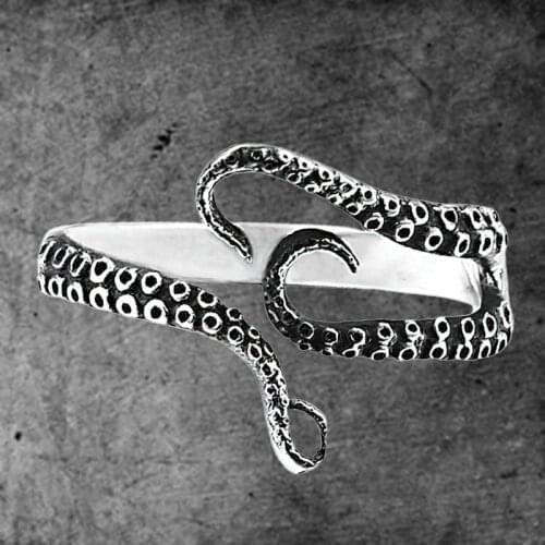 Stainless Steel Punk Octopus Catch Ring For Men Domineering Personality Jewelry Opening Rings