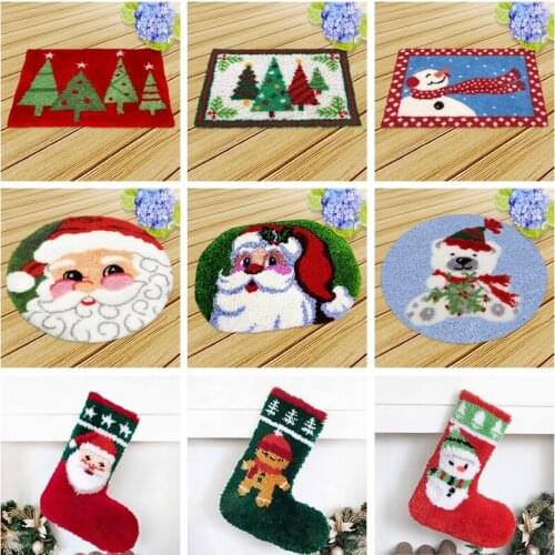 Latch Hook Rug Kits Carpet Embroidery Latch Hook Kits Fomiaran For Needlework Crochet Cross Stitch Knitted Cushion Christmas DIY