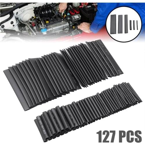 Hot Sale 127Pcs Black Heat Shrink Sleeving Tubing Tube Assortment Electrical Connection Electrical Wire Wrap Cable Kit