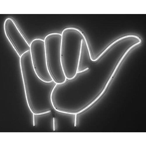 14“ Shaka Good Luck Bye Hello White Acrylic Custom Neon Light Lamp Sign Beer Bar Handmade Home Wall Room Windows Tube Artwork