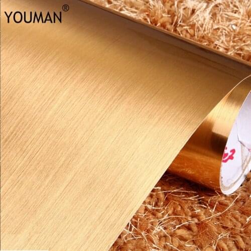 Wallpapers Youman3D ModernThick Gold And Silver Brushed Color Film PVC Self-adhesive Wallpaper Furniture Refurbished Waterproof