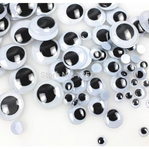 Wholesale 2000pcs/lot Mix Size 3/4/5/6/7/ 8/9/10/12/15/20/25/30mm Round Moving Eyes Plastic Eyes For Doll Toy Accessories