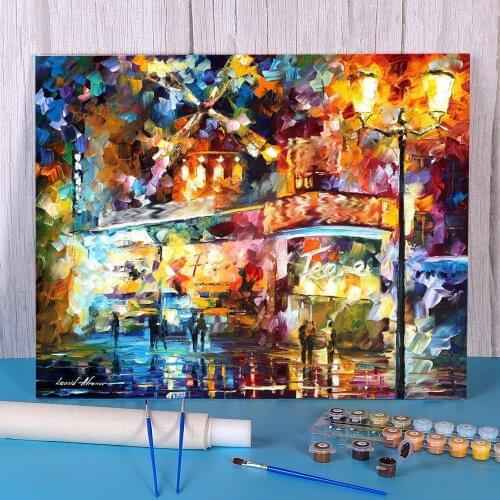 Paris Windmill DIY Painting By Numbers Kit Oil Paints 50*70 Oil Painting Wall Decoration Crafts For Handicraft