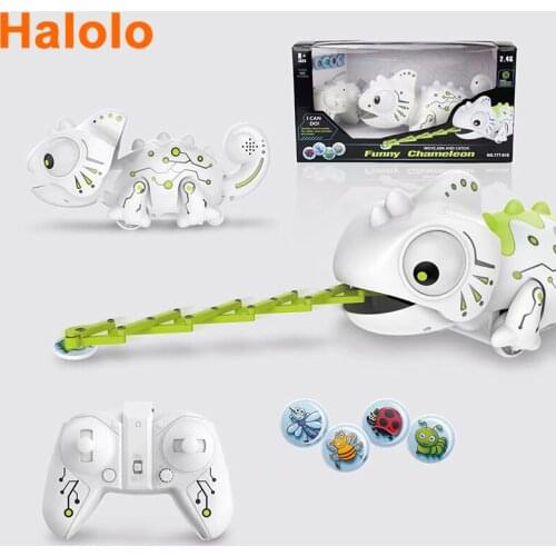 Halolo RC Robot Dinosaur Chameleon Pet dragon With Changeable Light Remote Control Electric Model Animal Gift Toys For Children