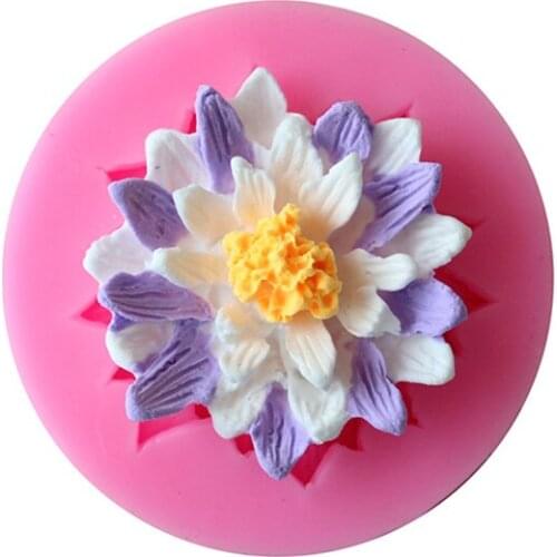 DIY Lotus Flower Soap Silicon Flowers Fondant Mold Silicone Cake Decorating Chocolate Baking Tools