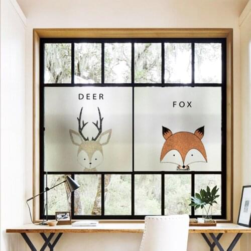 Static No Glue Privacy Glass Window Film Stained Cartoon owlCustom made Overlarge For Sliding Door Bathroom YYKT2031