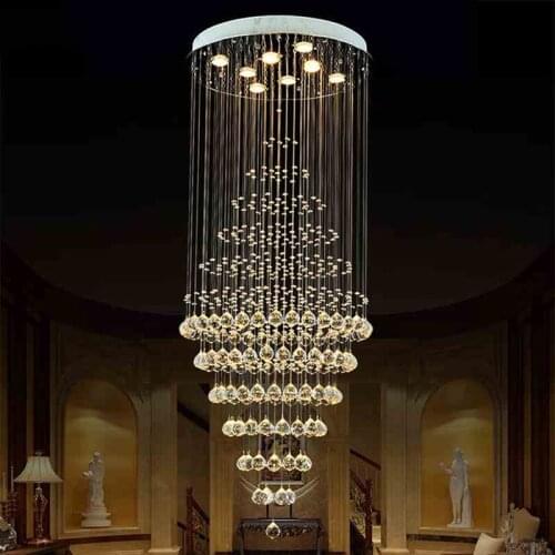 LED Round Crystal Chandeliers Light Lamp Fixtures for Parlor Hotel Hallway with Warm or Cool White VALLKIN