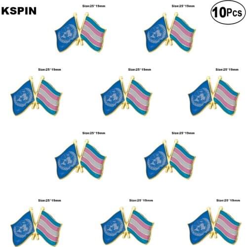 U.N &Transgender pride Lapel Pin Flag badge Brooch Pins Badges 10Pcs a Lot