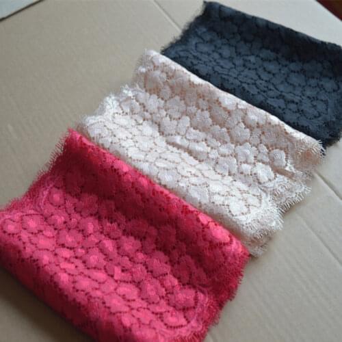 3meters/lot(2 pcs, 1.5 meters/piece)4colors 20CM Wide Embroidery Waves Eyelash Lace Trim red~gold~black~white