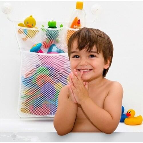1pcs Kids Bath Toys Tidy Storage Folding Bag Baby Bathroom Toys Portable Suction Cup Baskets Hanging Mesh Bags Organizer Net