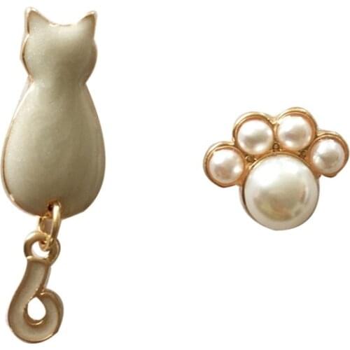 10 pair / lot fashion jewelry accessories metal enamel cat paw earrings women