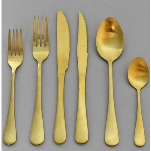 36pcs Gold Dinnerware Set 18/10 Stainless SteelTableware Set Knife Fork Spoon Matte Cutlery Set Kitchen Dinner Silverware Set