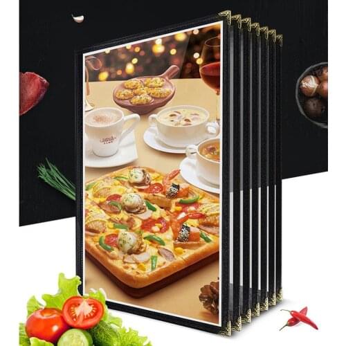 A4 Restaurant Recipe Menu Covers Holders 8.5" X 11" Inches Double View Leather Menu Book Holder Covers Black Leather Menu Covers