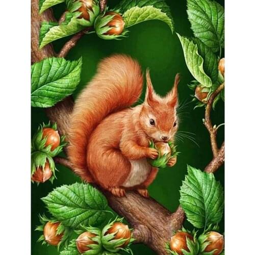 Diamond Painting Squirrel Cross Stitch Kit 5D DIY Diamond Embroidery Animal Diamond Mosaic Tree Home Decor Gift