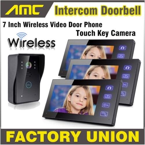 Wireless Video Door Phone Doorbell Intercom with Touch Key waterproof Camera home video intercom system 1 Camera 3 Monitor