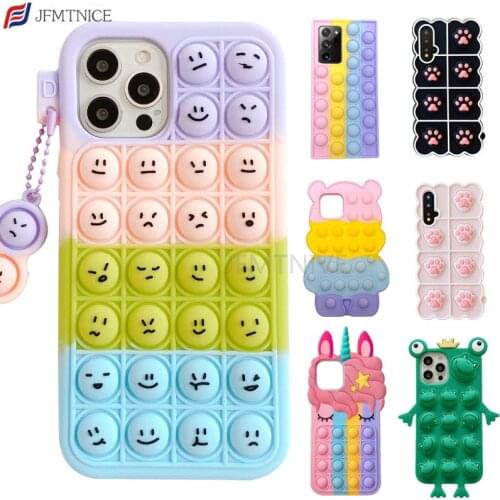 Case for Oppo A15 A52 A72 A92 A93 A73 A32 A92S A55 A8 A3 Reno 4 5 Pop Fidget Toys Relieve Stress Push Bubble Rainbow Funda Capa