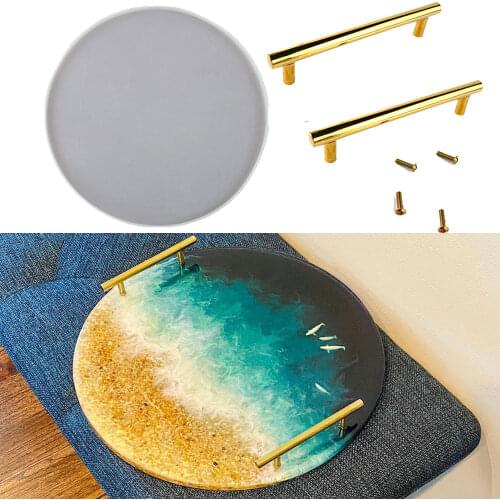 DIY Large Handle Tray Silicone Mold Coaster UV Epoxy Resin Casting Molds Plaster Clay Mould Handmade Craft Tool Home Decoration