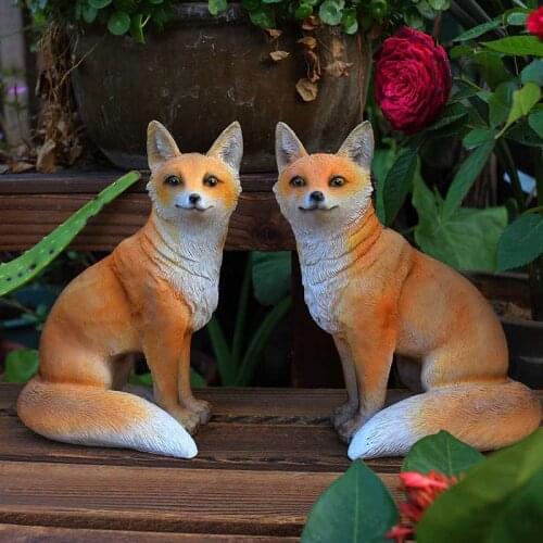 Garden Simulation Fox Resin Ornaments Art Courtyard Lawn Kindergarten Figurines Decoration Outdoor Park Balcony Sculpture Crafts