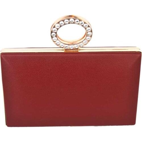 Circular Ring Pu Black Wine Evening Bag Chain Shoulder Bag Women Purse Day Clutches Ladies Wristlets