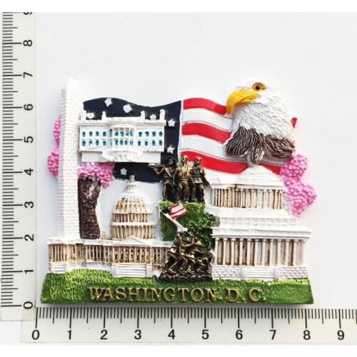 USA Washington.D.C)Fridge Magnet,Creative Travel Commemorate Crafts 3D Ornaments Magnetism Resin Material Refrigerator Stickers