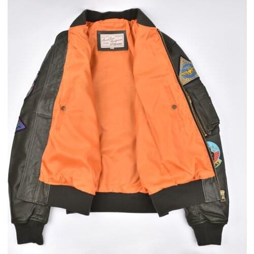 2021 Military Style Green Pilot Leather Jacket Men Plus Size 6XL Genuine Natural Sheepskin Autumn Slim Fit Aviation Coat