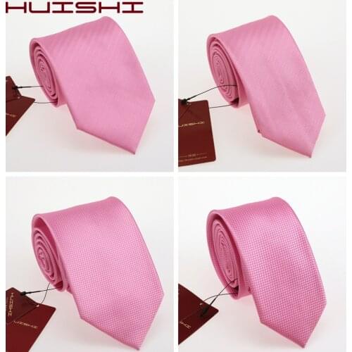 HUISHI Hot Plaid Stripe Neck Ties For Men Shirt Wedding Cravate Pour Homme Pink Necktie Party Gravata Business Formal Tie Gifts
