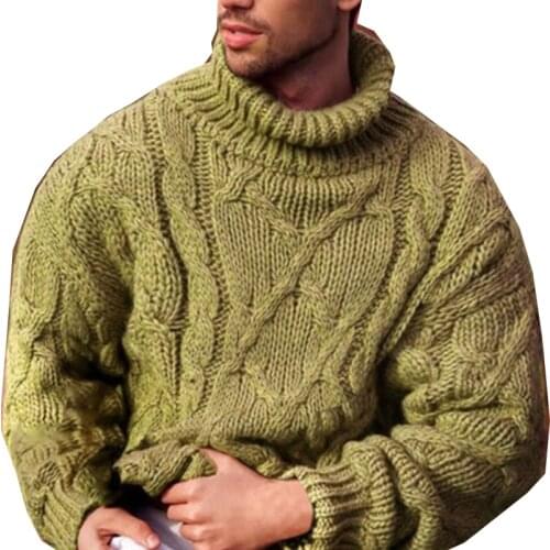 Nuevos suéteres de cuello alto holgados de moda para hombre, suéter de hombre de punto grueso y cálido para invierno, prendas