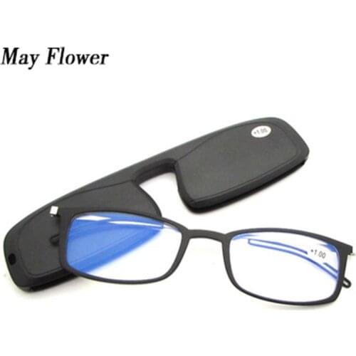 May Flower High Quality Light Anti-Blue Ray Reading Glasses TR90 Thin Portable Presbyopia Spectacles Fashion Frame For Men Women