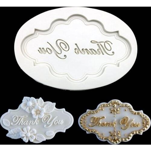Wholesale 10 Pcs/lot "Thank you" Photo Frame 100% Platinum Silicone Sugarcraft Mould, Fondant Cake Decorating Tools Bakeware
