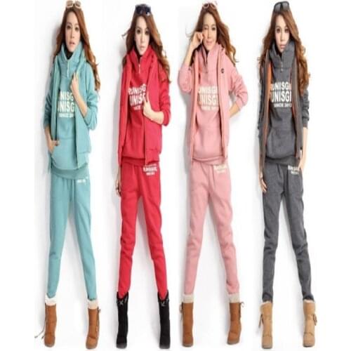 Autumn and winter new Fashion women suit womens tracksuits casual set with a hood fleece sweatshirt three pieces set