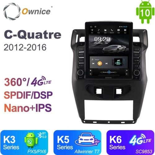 Ownice Android 10.0 Car Multimedia for Citroen C-Quatre 2012 - 2016 Car Auto Radio 2din Audio Video System Unit Vertical