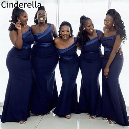 Bridesmaid Dresses One Shoulder Sleeveless Floor Length Satin Mermaid Bridesmaid Dresses With Zipper Back Wedding Party Dresses