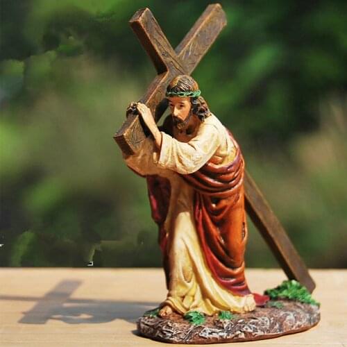 Resin Cross Crucifix Jesus Statue Figurine Christian Automobiles Decoration Furnishing Accessories Gift