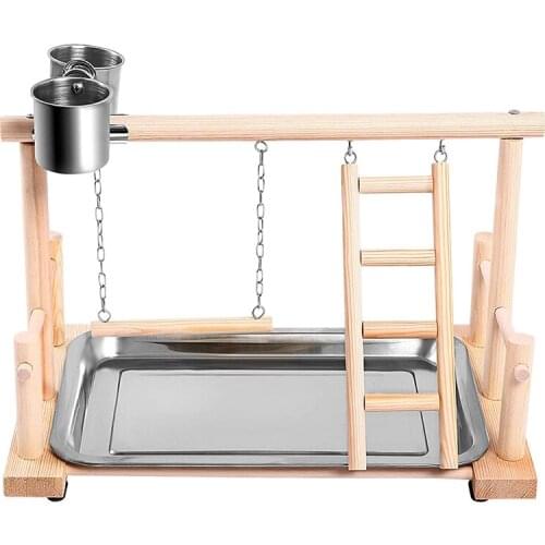 Parrot Playpen Bird Perch Playstand Parrot Playground Gym Wood Ladder Swing Climbing