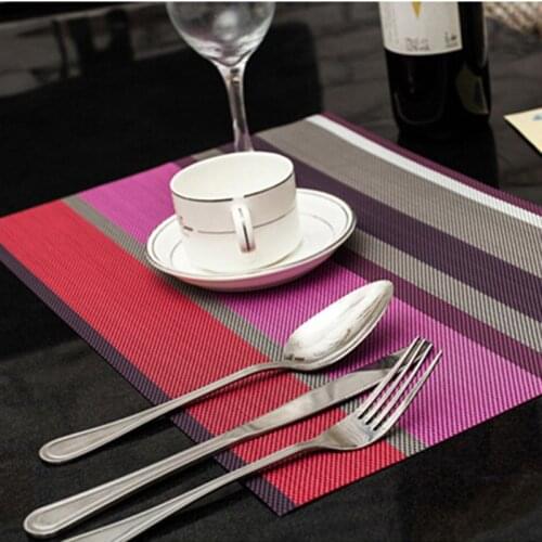 PVC Non-slip Pad Kitchen Accessories Stripe Pat Dining Table Mats Oil-proof Table Placemat Heat Insulation Waterproof 30*45cm