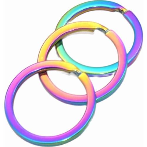 Rainbow Split Rings Jump O Rings Strong Flat Lanyard Key Chain Key Fob Rings Hook Loop DIY Leather Craft for Bags 1" 20 PCS