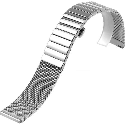 18/20/22/24 mm Wristband Luxury Stainless Steel Strap Polished Silver Milanese Shark Mesh Milanese Band for Men Women Wristwatch