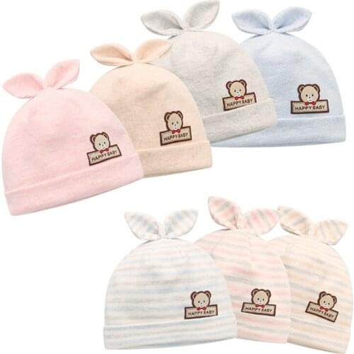 Newborn Infant Warm Baby Soft Cotton Tire Hat Cute Cartoon Bow Ears Beanie for Toddler Boys Girls Shower Gifts G99C