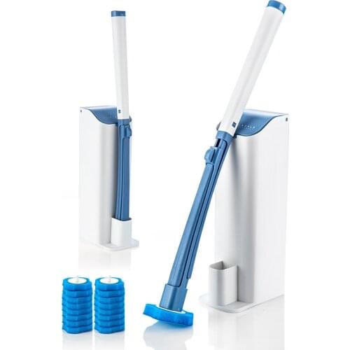 Disposable Bathroom toilet brush cleaner With Long Handle No Dead Corner Cleaning brush Replacement Brush Head and plunger set