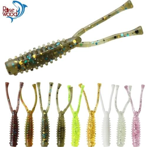 RoseWood 20pcs Fishing Silicone Soft Lures 0.4g 41mm Drop Shot 2 Tails Additive Artificial Rubber Swimbait freshwater Fishing