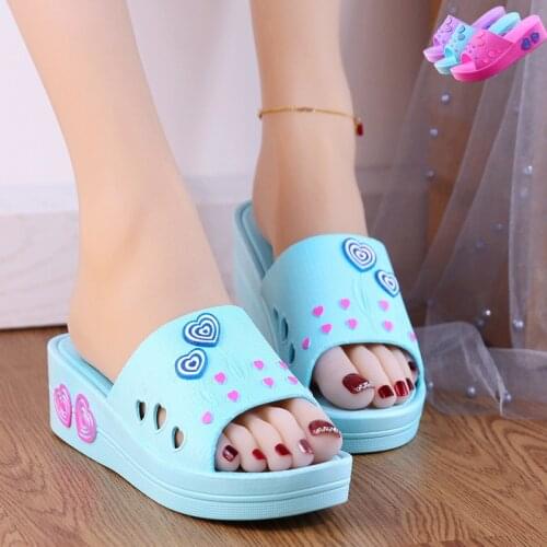 Summer Outside 2021 Thick Bottom Lovely Slides Fashion Wedges Shallow Casual Indoor Outdoor Home Slippers Women High Quality
