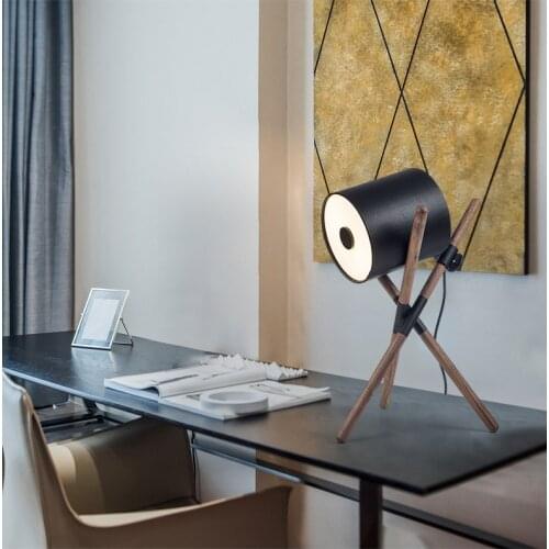Nordic Modern Table Lamp Solid Wood Led Desk Lamp For Bedroom Bedside Living Room Sofa Home Decor Black Walnut Wood Table Lamp