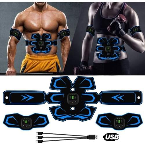 Abdominal Muscle Stimulator Trainer EMS Abs Fitness Equipment Training Gear Muscles Electrostimulator Toner USB Charging Gym