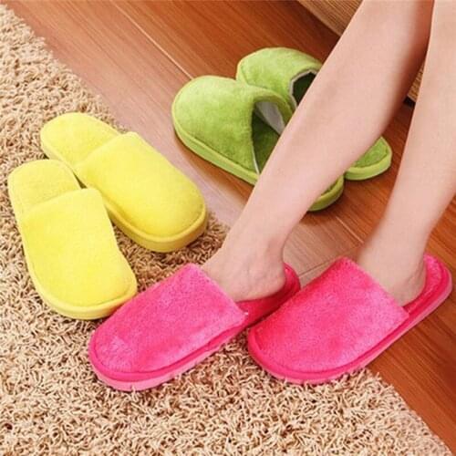 Women Home Slippers Autumn Winter Warm Soft Furry Plush Shoes Indoor Bedroom Light Eva Couple Cotton Slipper Solid Flip Flops